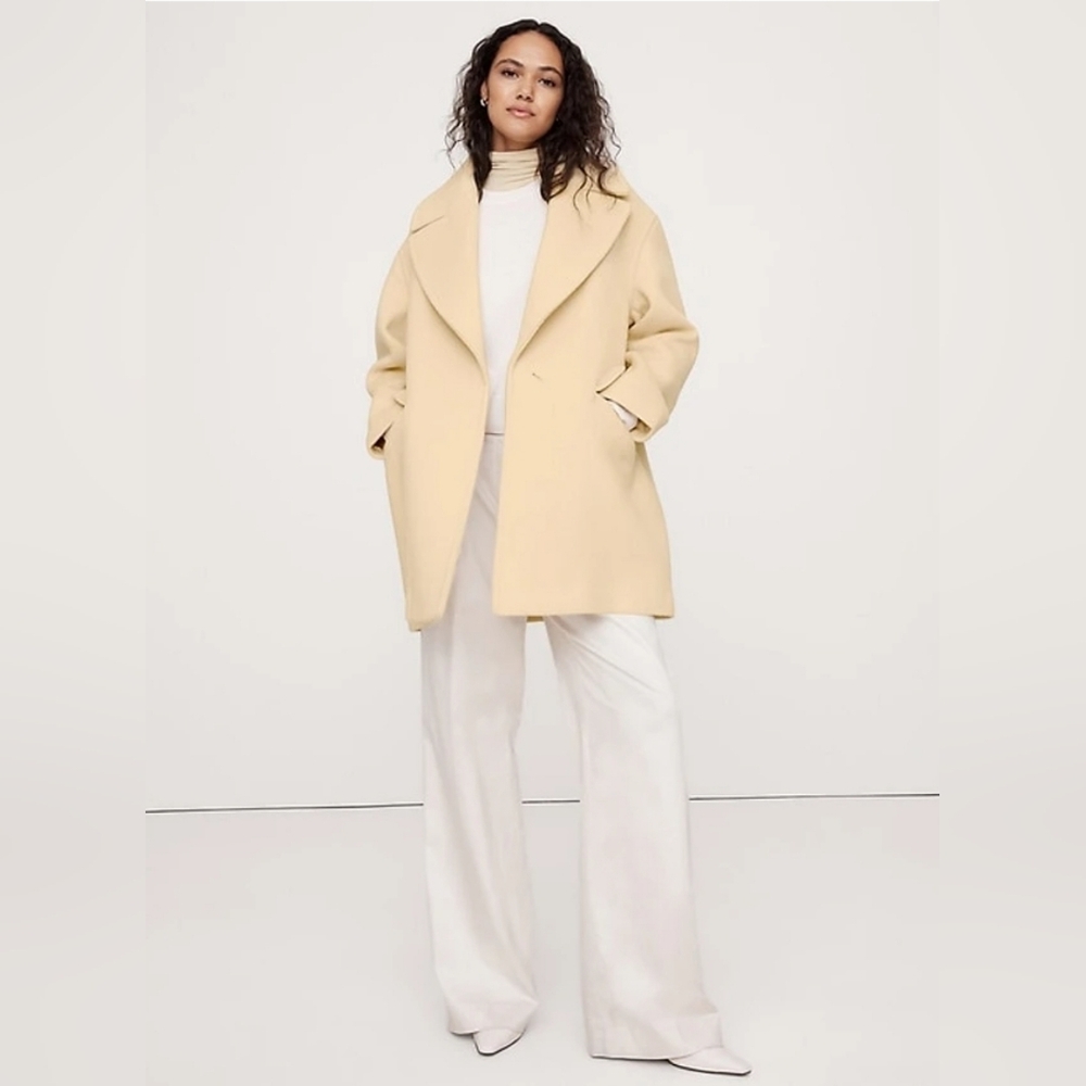 SOLD❣️NWT Banana Republic Double Faced Wool Blend Peacoat Size Small - Picture 5 of 9
